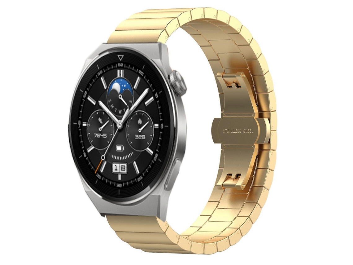 Brazalete de acero inoxidable con cierre de mariposa, eslabón simple, para Huawei Watch GT 3 Pro de 43 mm y 20 mm.