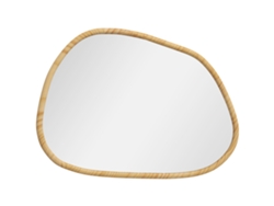 Espejo asimétrico de madera natural, 70x50cm, para baño, VELTRIX