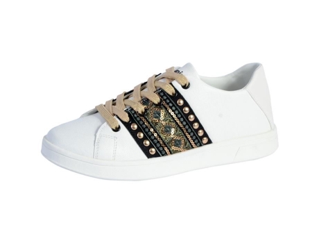 Zapatillas de Mujer DESIGUAL Cosmic Exotic Cadarços Durex Dourados Dourado Tachas Blanco (36)