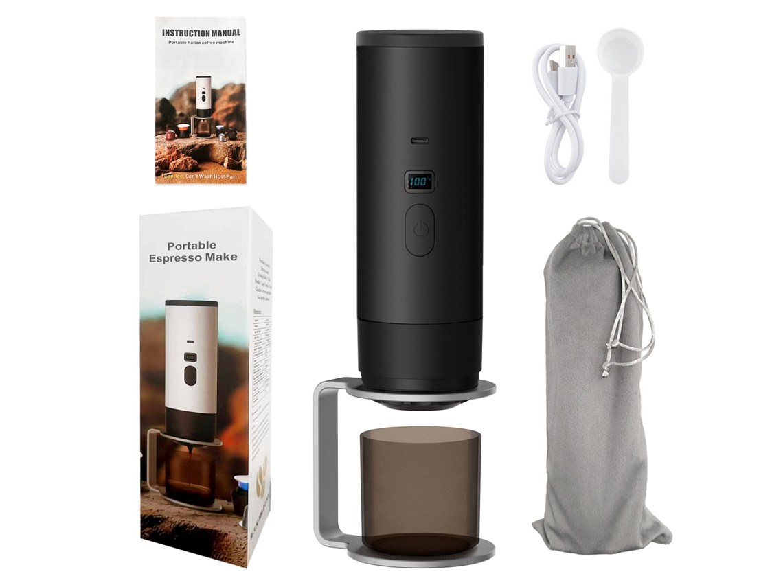 Cafetera Espresso Portátil Inalámbrica, Incluye Soporte Y Bolsa De Almacenamiento (negra). Czhhmart