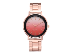 Reloj De Cuarzo Para Mujer Con Elegante Brazalete De Acero, Esfera Degradada Y Diseño Sofisticado (rojo).