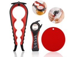 Set Abrelatas Abrebotellas 5en1 Mango Silicone, Facil Uso, Para Ancianos Y Artritis