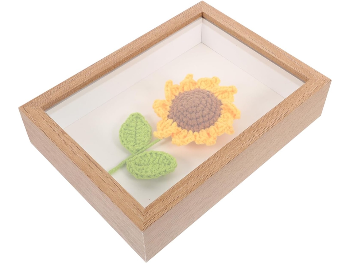 Marco Fotos Decorativo Madera Hecho 18 Girasoles Trenzada Artesanal Decoración Hogar Oficina Mano Mesa Cm Ramo