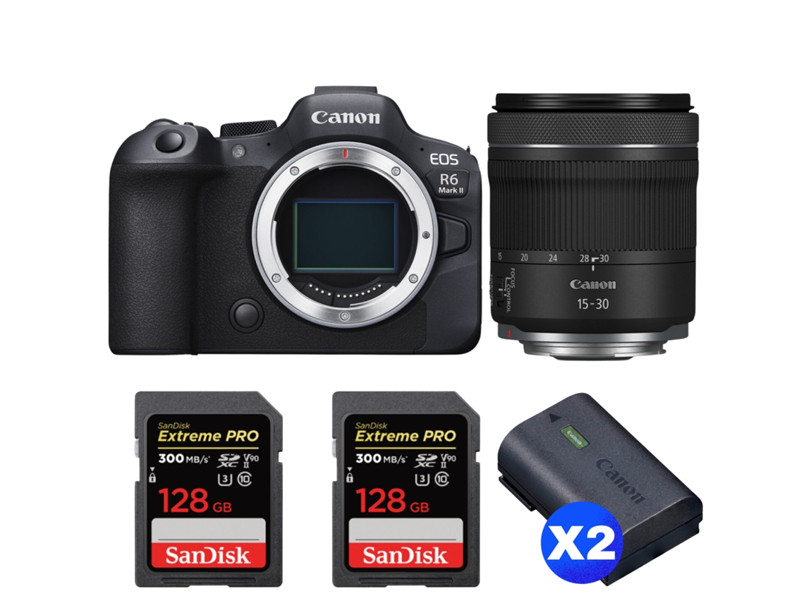 Canon Eos R6 Mark Ii + Rf 15-30mm F/4.5-6.3 Is Stm + 2 Sandisk 128gb Uhs-ii 300mb/s + 2 Canon Lp-e6nh + Ebook “20 Consejos Para Fotos Que Impactan”