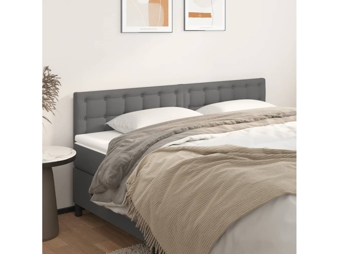 Cabeceros 2 Unidades De Cuero Sintético Gris 90x5x78/88cm