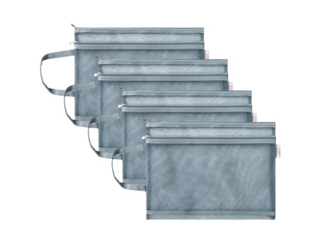 Cremallera De Malla Bolsa De Almacenamiento De Archivos Bolsa De Archivos De Malla Escolar Transporte De Suministros Para Libros, Gris ZMDECQNA