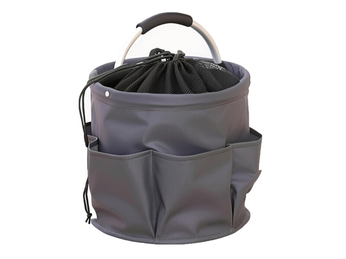 Cesta de almacenamiento plegable y portátil para camping, picnics y organización de herramientas (estilo cordón / gris) Czhhmart