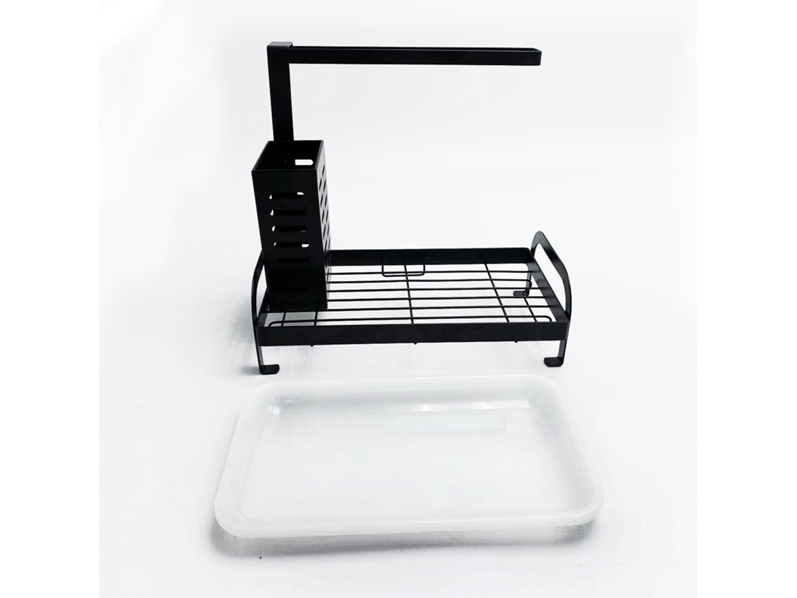 Organizador para fregadero Organizador de cocina de acero inoxidable (negro, L)