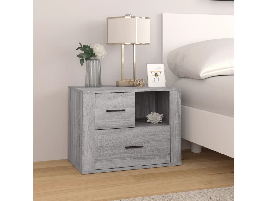 Mesita de Noche 60X36X45 Cm Derivados Madera Gris Sonoma