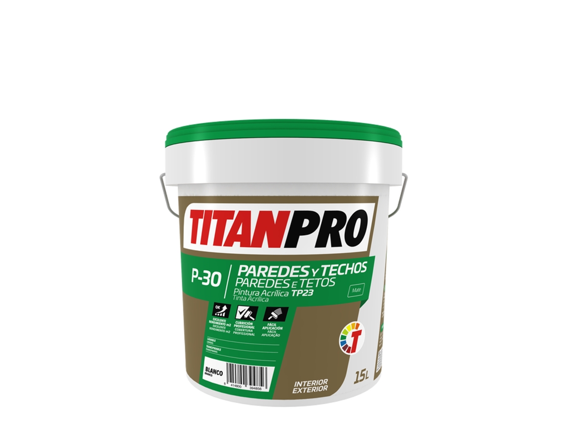 Titanpro Pintura Acrílica P-30 Blanca Mate 15L TITAN