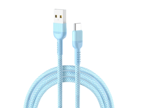 Cable de datos universal de 1,2 m/2 m cable trenzado de carga súper rápida antibobinado cable de cargador de viaje para teléfono móvil tipo C-Azul ...