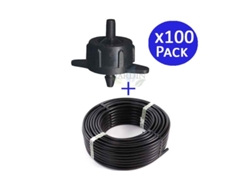 Tuberia Goteo 16Mm 100M Color Negro 100 Goteros 4 L/H Autocompensante Desmontables SUINGA