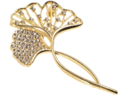 Broche De Mujer En Aleación Chapada En Oro Con Cristales, Lujoso Y Delicado Broche De Ginkgo