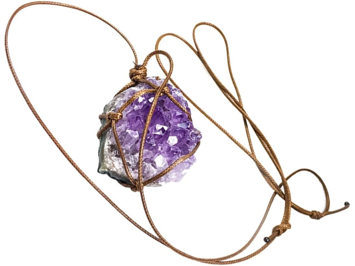 Collar De Amatista Natural Para Niña, Colgante De Piedra En Bruto De Uruguay, Joyería Para El Cuello