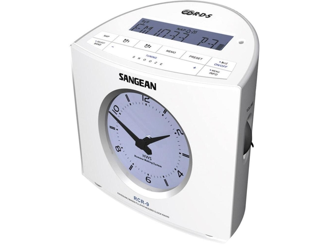 Radio Despertador SANGEAN RCR-9 (Blanco - Digital - AM/FM - Pilas y Corriente - Alarma Doble - Función Snooze)