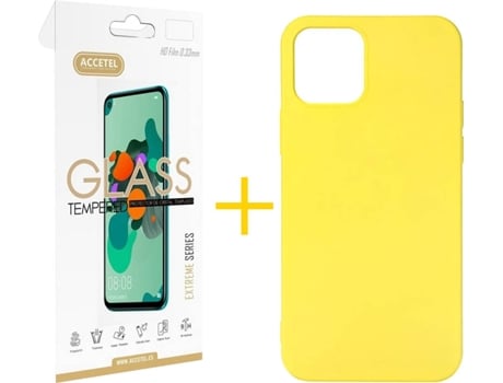 Kit Funda + Protector de Pantalla Apple iPhone 11 SKYHE Liso (Amarillo)
