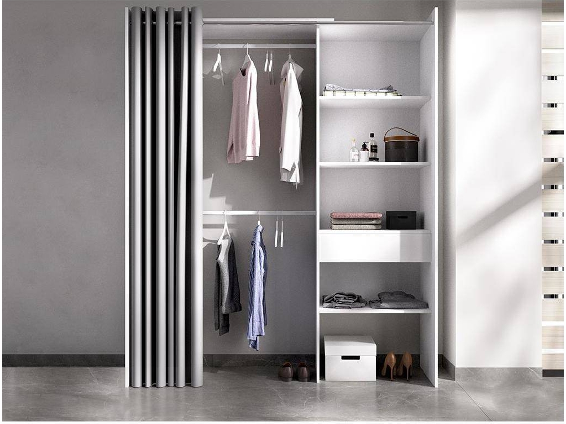 Kit Vestidor con Cajón y Cortina DKIT Suit (Blanco - 205x160x50 cm)