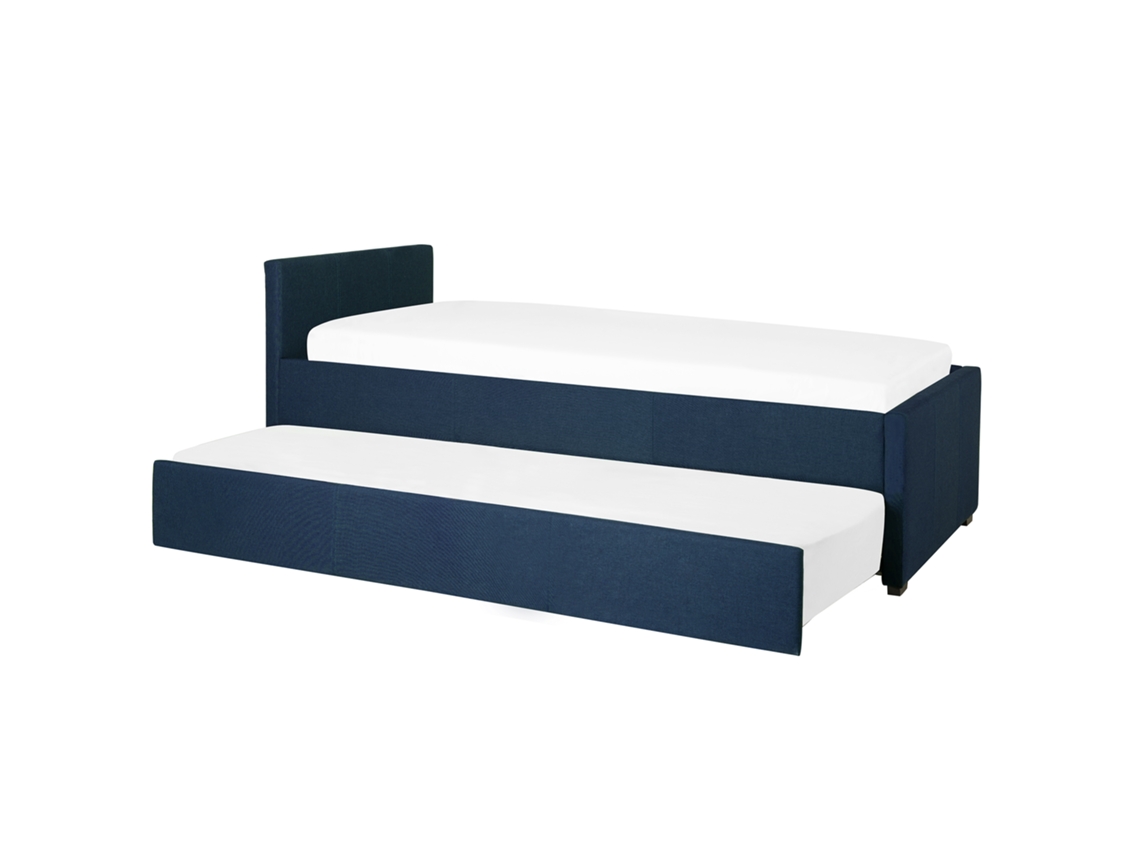Cama con somier BELIANI Marmande de Poliéster Azul 168x214x82