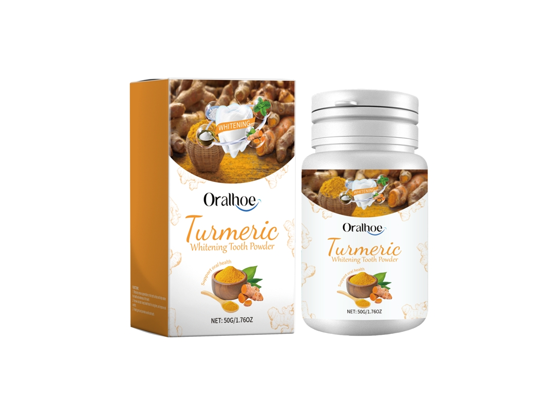 Polvo blanqueador de dientes de cúrcuma Oralhoe