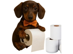 Portarrollos de papel higiénico de pie, dispensador de papel higiénico de resina con forma de perro de Gokoco.