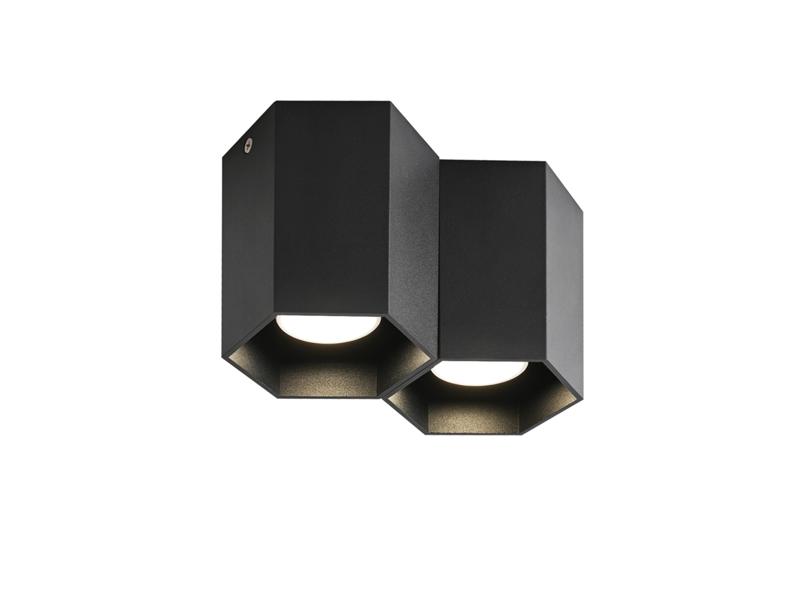 NETTLIFE 2 Focos de Techo Montados en Superficie Brillante Gu10 Negros para Cafetería Cocina Comedor Luz de Techo sin Bombilla