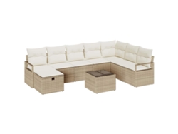 Maison Exclusive - Juego De Sofá Con Cojín 9 Pcs Beige Y Crema Ratán Sintético