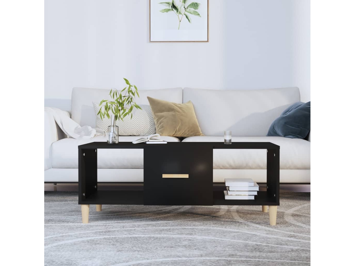 Mesa de Centro Apoyo 102X50X40 cm Madera Procesada Negro