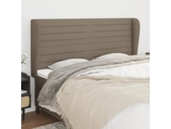 Cabecero Con Orejas De Tela Gris Taupe 203x23x118/128 Cm
