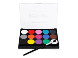 Kit de Pintura Facial para Pintura Corporal Profissional À Base de Água 15 Cores Tintas Laváveis e Não Tóxicas 2 Pincéis para Crianças P #1
