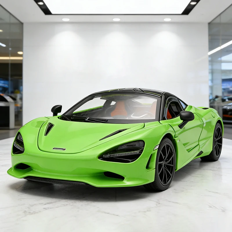 (verde) Modelo De Superdeportivo A Escala 1:18 De Metal Fundido A Presión Y Modelo De Coche De Juguete.