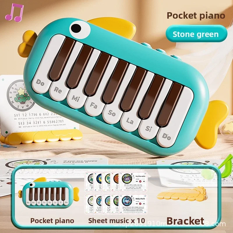 Juguete musical infantil multifuncional con teclado de piano de bolsillo MDUG (verde)