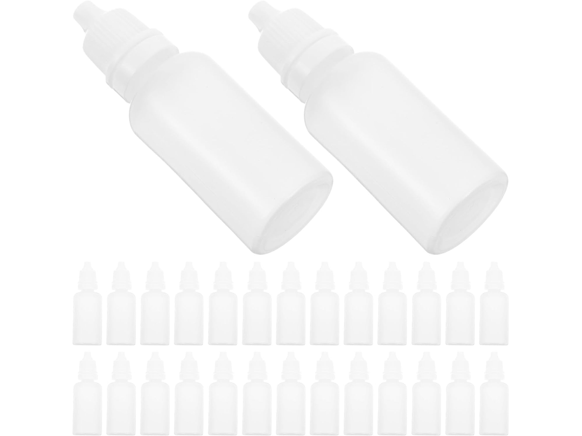 Ciieeo Frascos Conta-gotas De Plástico Macio De 20 Ml, Pacote Com 100 Unidades E Tampas Brancas, Controle