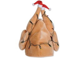 Gorro De Pavo Navideño De Peluche Con Luces, Tono Marrón, Talla Única