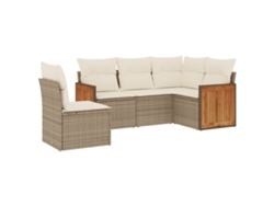 Maison Exclusive - Juego De Sofás Jardín Con Cojines 5 Pzas Ratán Sintético Beige