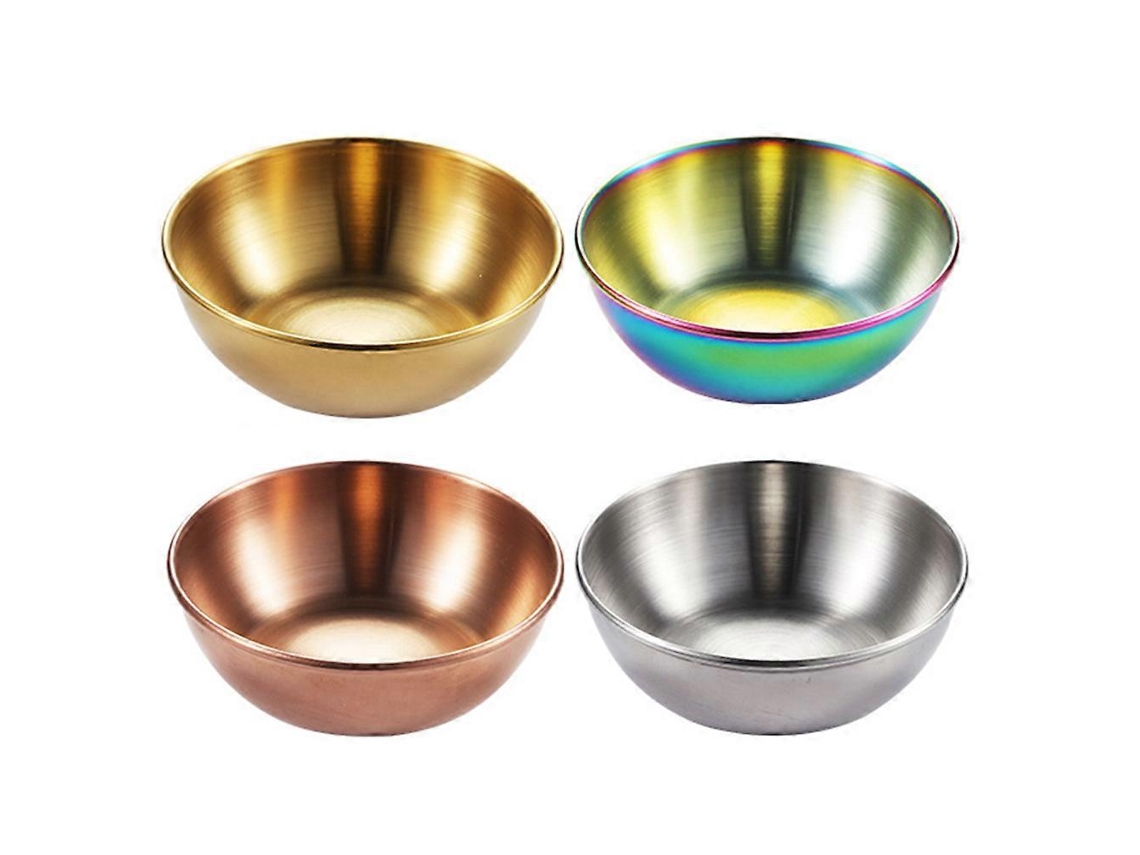 Set De 4 Recipientes De Acero Inoxidable Pequeñas Tazas De Salsas Platos De Aperitivos Para Condimentos Hogar Hotel 8x8x2.5cm