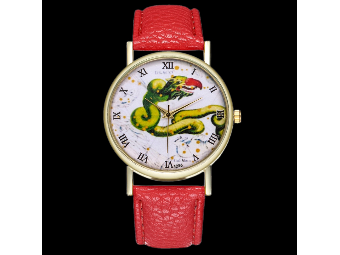 Reloj De Pulsera Analógico De Cuarzo Con Esfera Redonda A La Moda (rojo)
