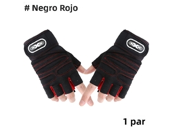 Muñequera deportiva, especial para levantamiento de pesas, 1 par, para entrenamiento en gimnasio, antideslizante, Mdug (negro y rojo XL)