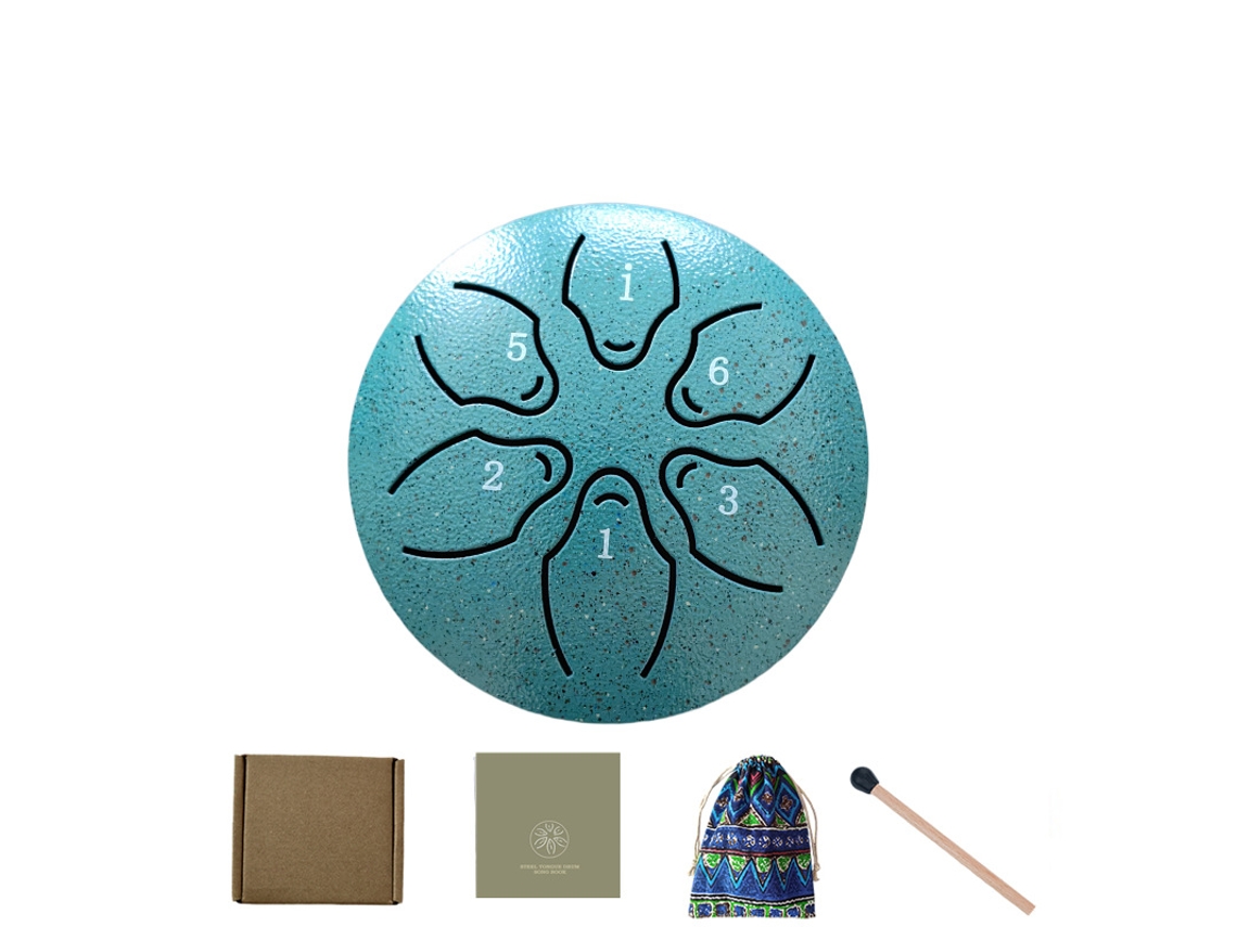 Tambor Handpan Digitallab de 3 pulgadas con 6 notas menores para bebés con baquetas (blq - Verde oscuro)