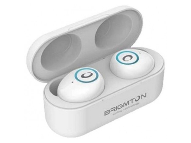 Auriculares Bluetooth True Wireless BRIGMTON BML-16-B (In Ear - Micrófono - Blanco)