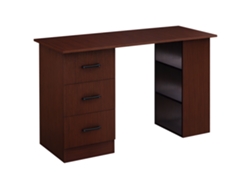 Mesa de Computador Reversível com 3 Gavetas e 3 Prateleiras Abertas, 120x49x72cm Nogueira VISTA SHOP