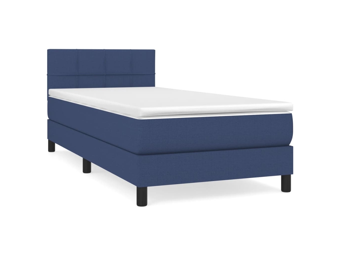 Maison Exclusive - Cama Box Spring Con Colchón Tela Azul 80x200 Cm