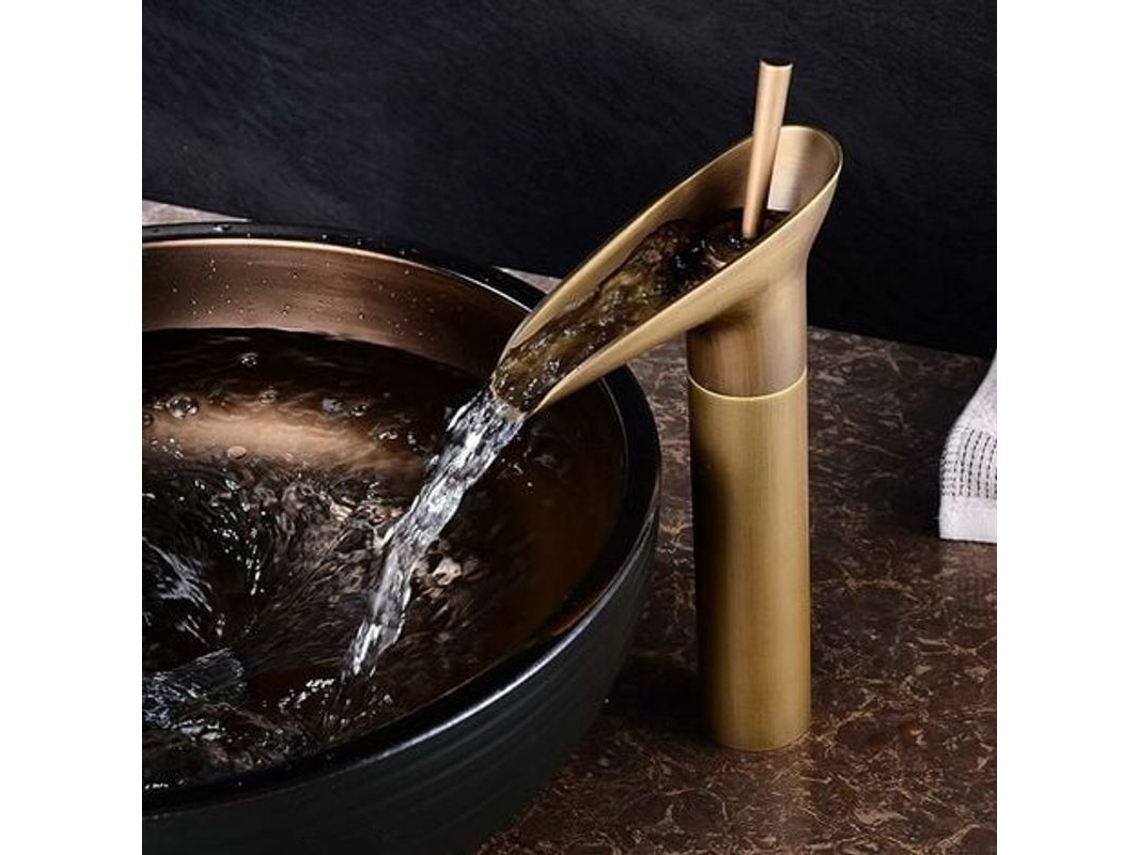 Grifo Mezclador Para Lavabo De Baño Con Caño Cascada Ajustable Para Agua Fría Y Caliente, Fabricado En Latón.