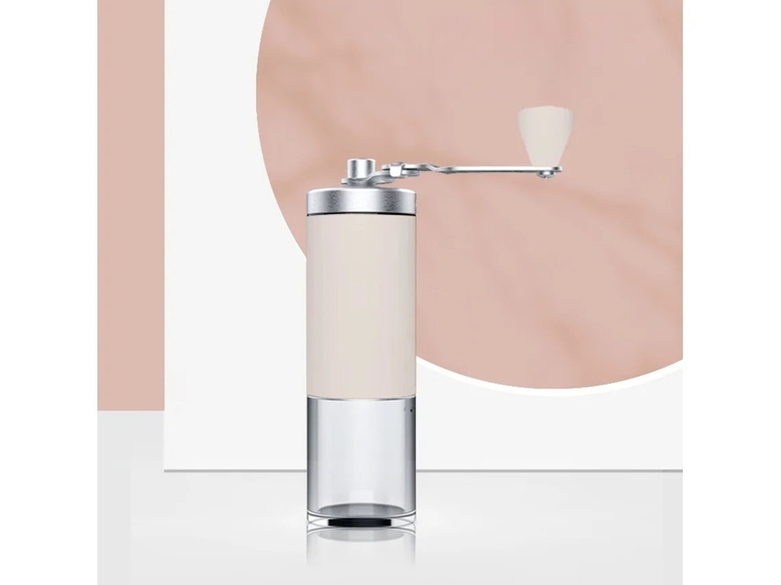 Molinillo de café Yizhood con grado de molienda ajustable y manivela (rosa)