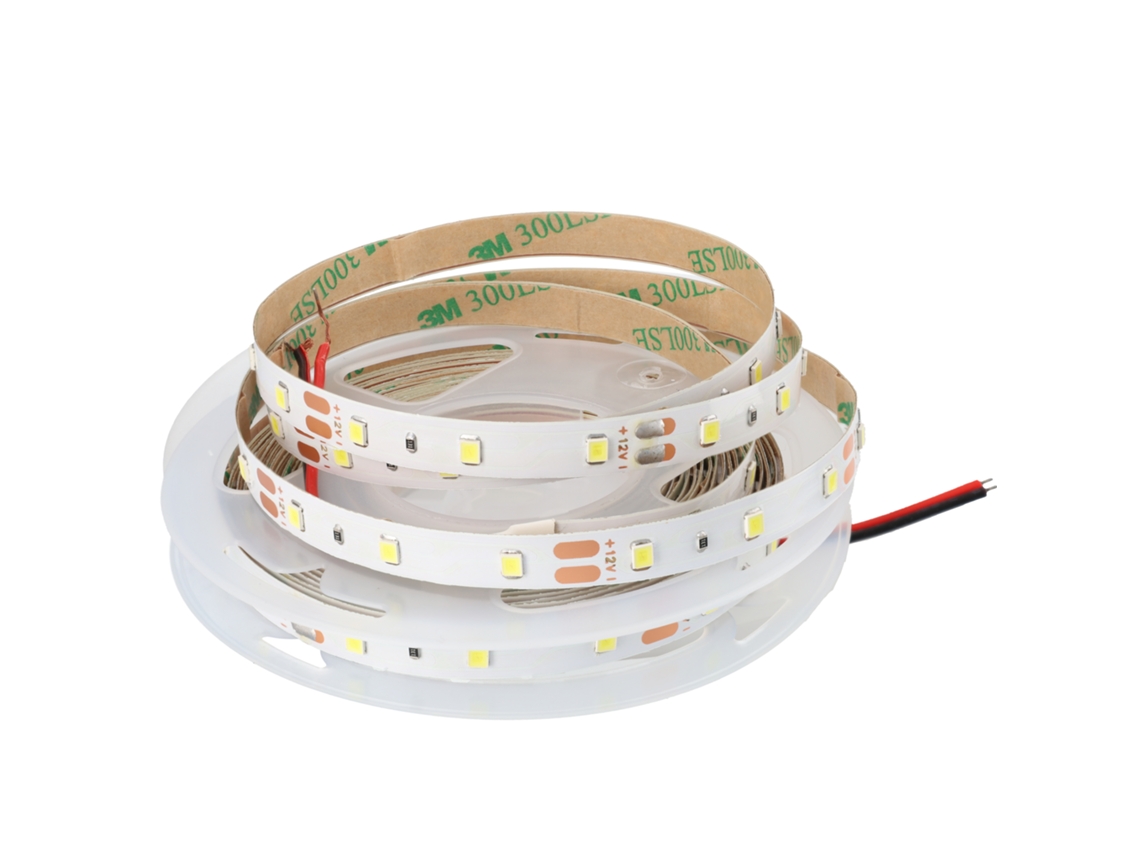Tira LED de 5 metros, 12 V, IP20, luz fría 6000 K, 300 LED, SMD2835, base adhesiva 3M de alta calidad, corte cada 5 centímetros Jandei