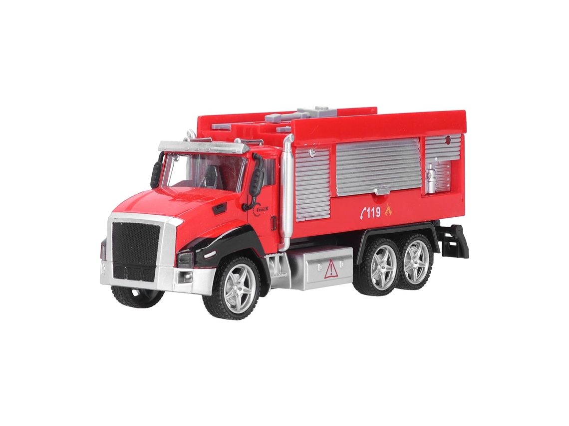 Camión De Bomberos De Juguete De Aleación, Modelo A Escala 1:42, Con Mecanismo De Retroceso - Regalo Para Niños