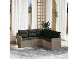 Conjunto de sofá de jardín de 5 piezas con cojines, ratán gris, DKD Home Decor