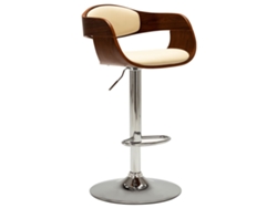 Taburete de bar X1 Silla alta retro en madera curvada y PVC color crema y metal Dec029462