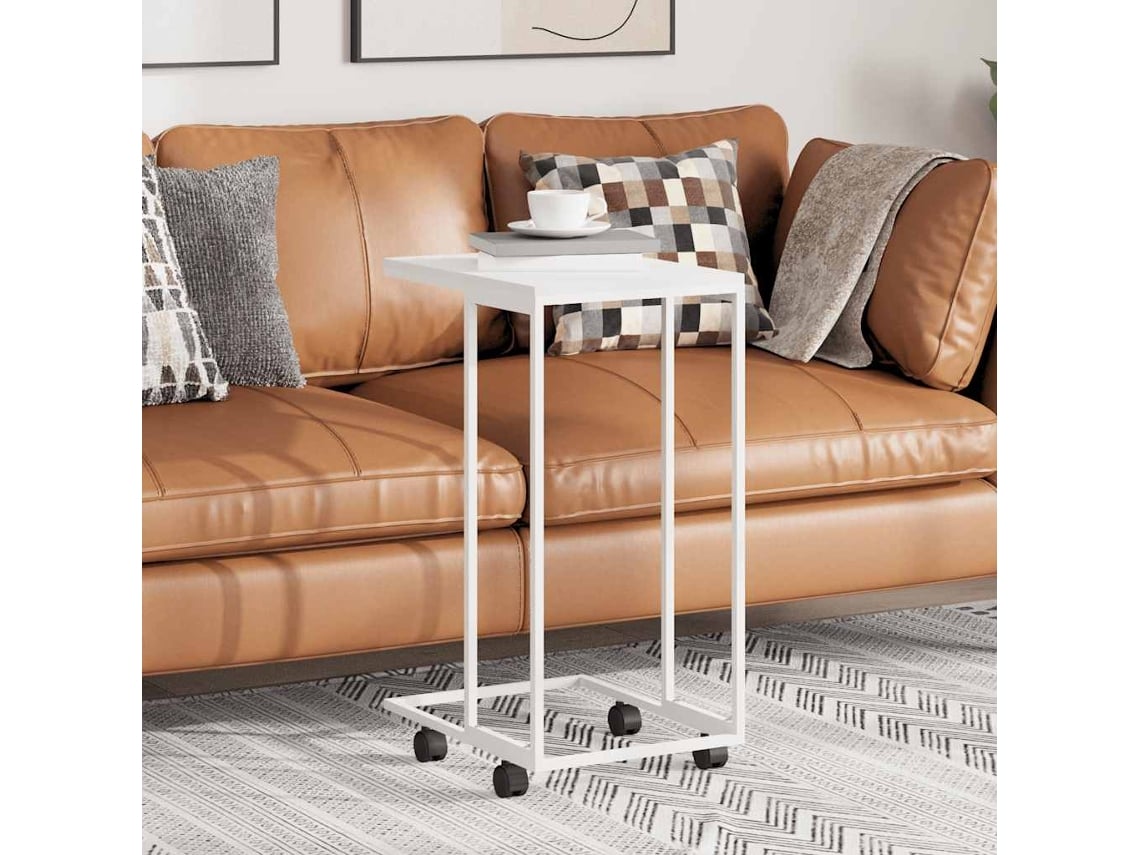 Mesa auxiliar | Mesa de comedor con ruedas 40x30x63,5cm, madera blanca