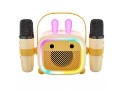 Máquina De Karaoke Infantil / Con 2 Micrófonos Inalámbricos/altavoz Bluetooth, Versión De Dibujos Animados (beige) Czhhmart