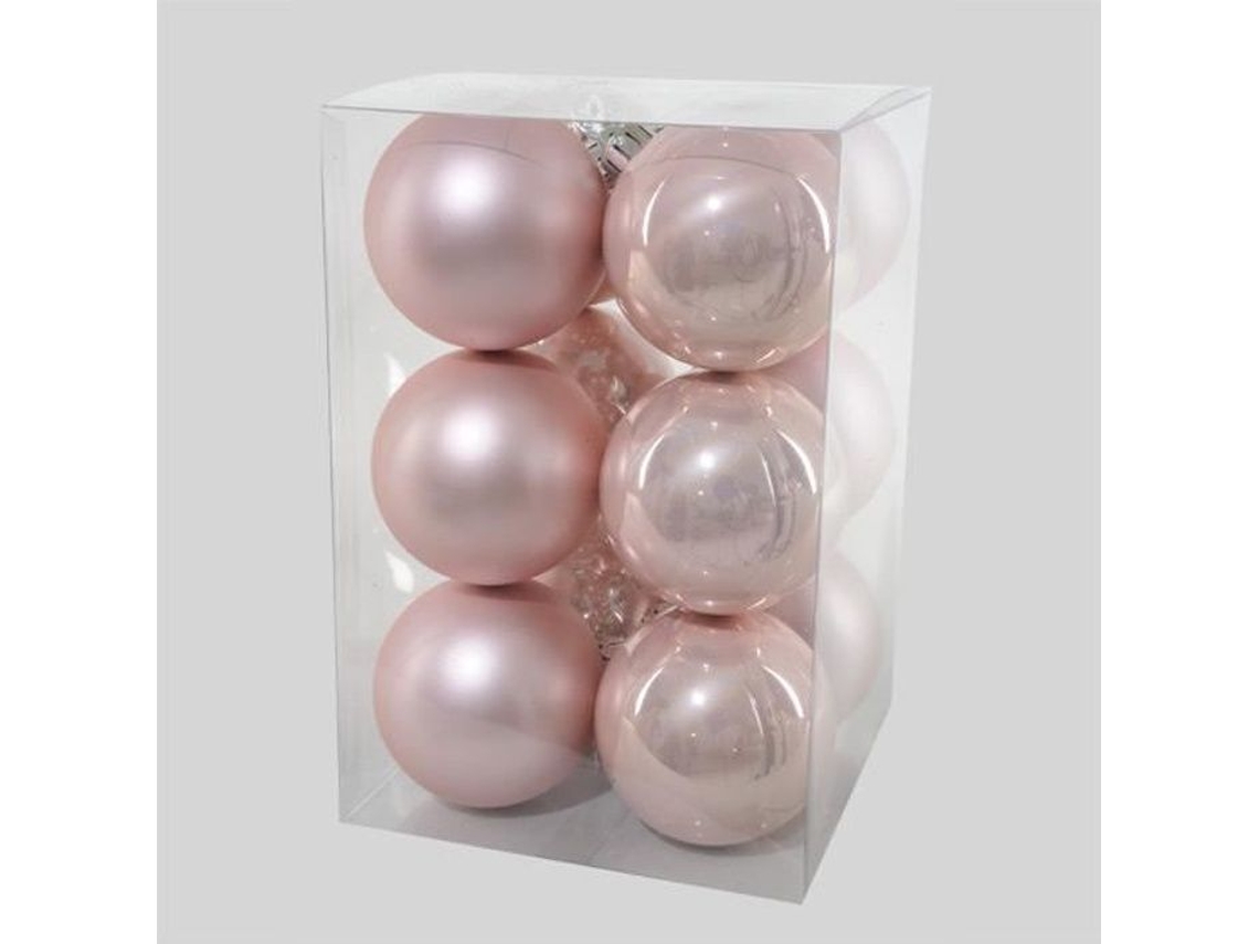 Conjunto de Bolas de Navidad EMINZA Mm Alpine Powder Rosa - 12un (6 cm)